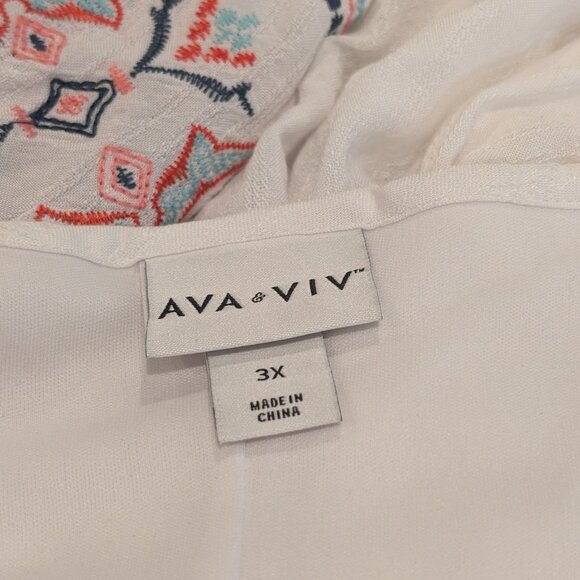 Ava & Viv fully lined white boho dress with embroidered sleeves - Size 3X - Picture 2 of 7